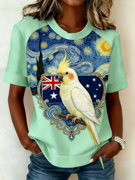 Women's Vintage Aussie Cute Pink Cockatoo Casual Comfortable T-Shirt