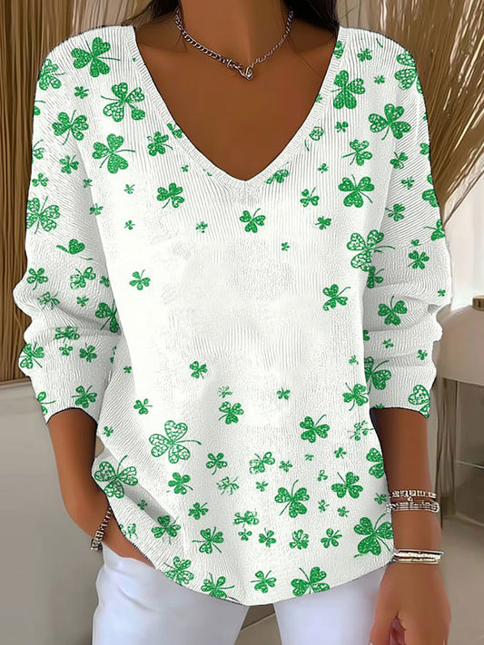 Women's St. Patrick's Day Shamrock Print Casual Top