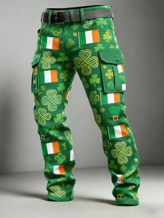 Men's Retro St. Patrick's Day Print Casual Pants