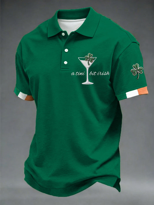 Men's St. Patrick's Day A Tini Bit Irish Shamrock Art Print Short Sleeve Top
