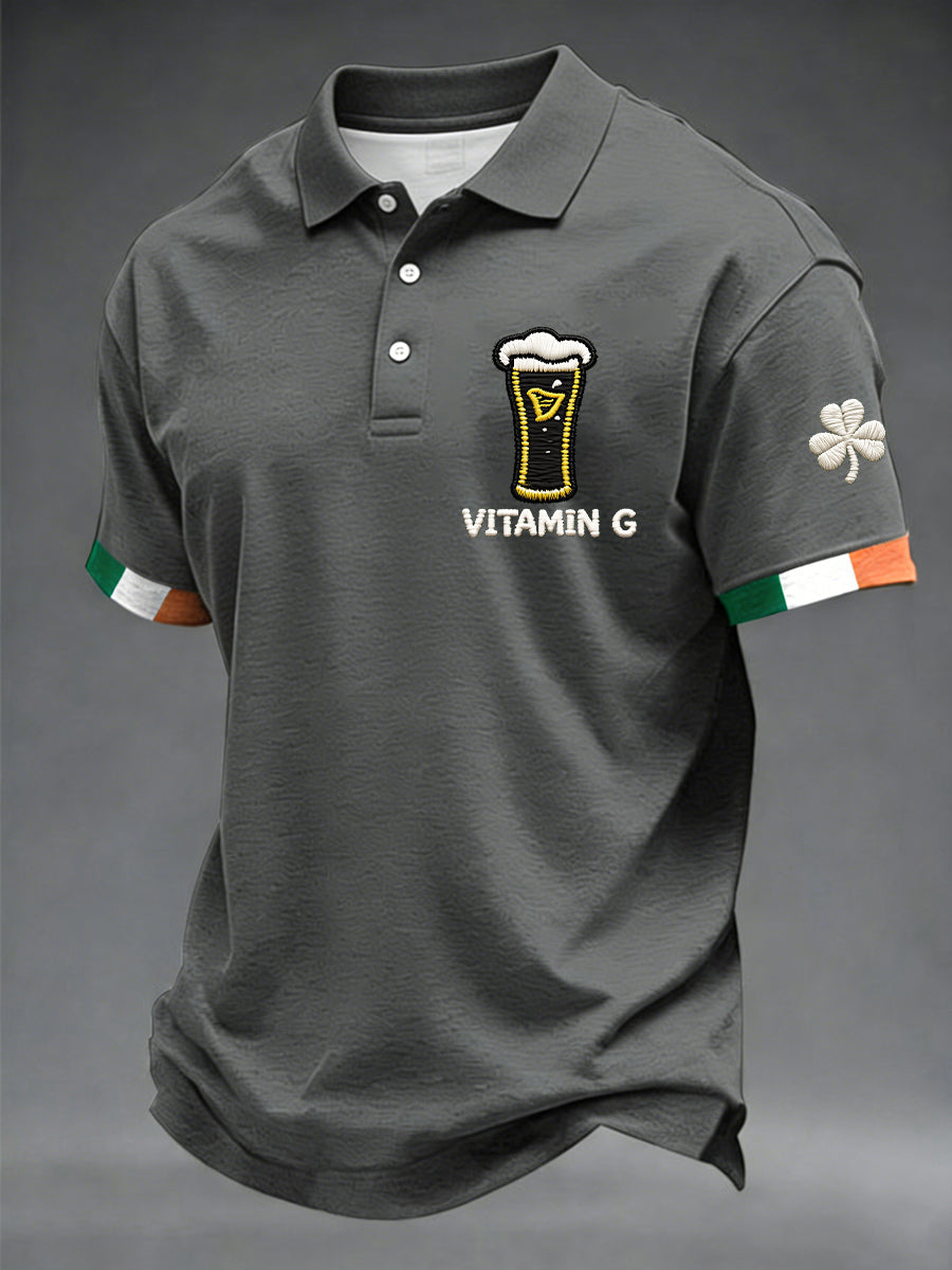 Men's St. Patrick's Day Vitamin G  Shamrock Art Print Short Sleeve Top