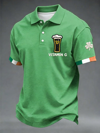 Men's St. Patrick's Day Vitamin G  Shamrock Art Print Short Sleeve Top