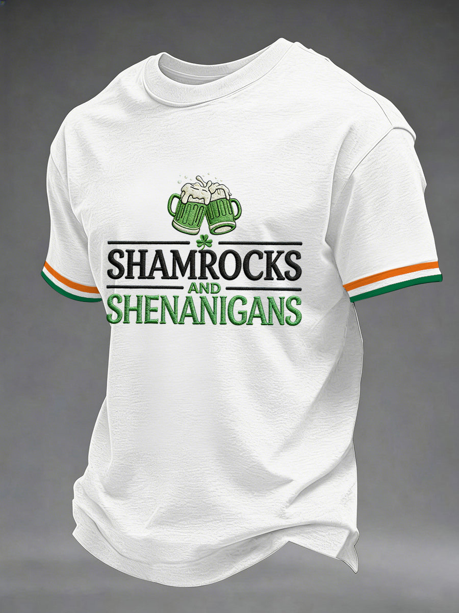 Men's Funny St. Patrick's Day Shamrocks And Shenanigans Print Casual Tee