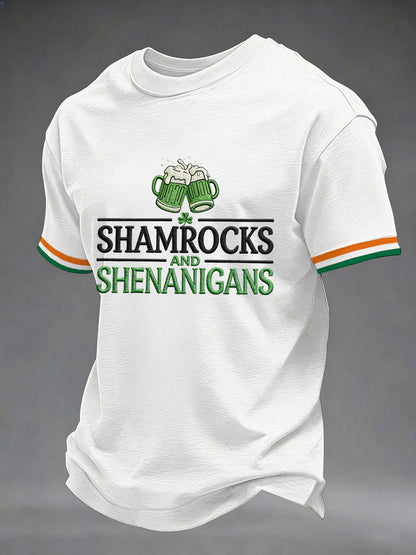 Men's Funny St. Patrick's Day Shamrocks And Shenanigans Print Casual Tee
