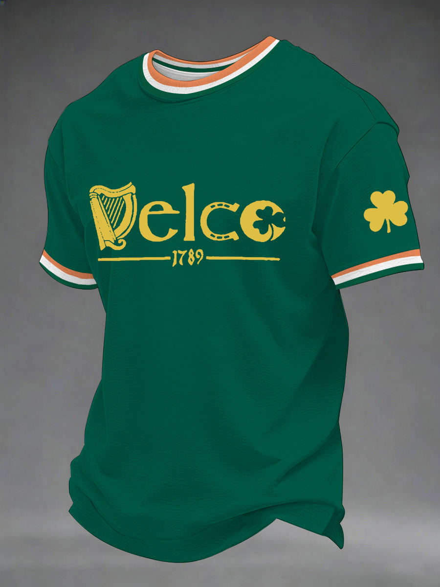 Men's St. Patrick's Day Shamrock Art Print Short Sleeve T-shirt