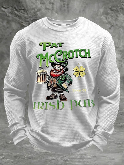 Men's St. Patrick's Day Printed Waffle Long Sleeve Sweatshirt