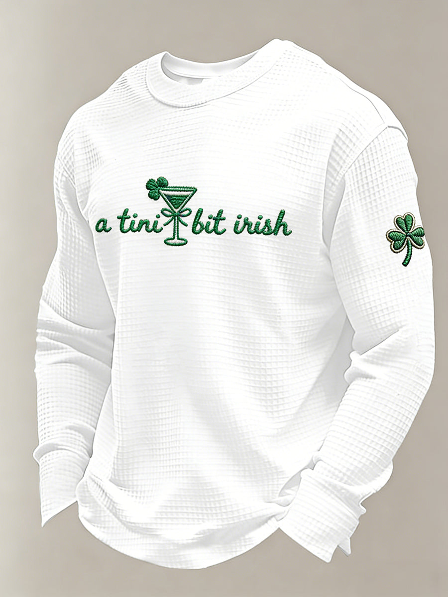 Men's St. Patrick's Day A Tini Bit Irish Printed Waffle Sweatshirt