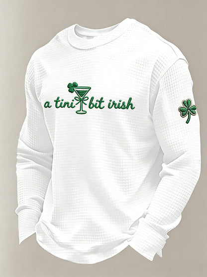 Men's St. Patrick's Day A Tini Bit Irish Printed Waffle Sweatshirt