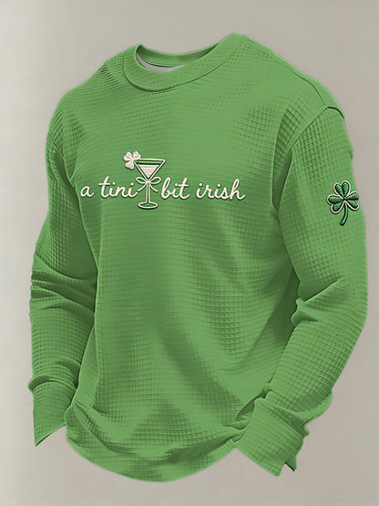 Men's St. Patrick's Day A Tini Bit Irish Printed Waffle Sweatshirt