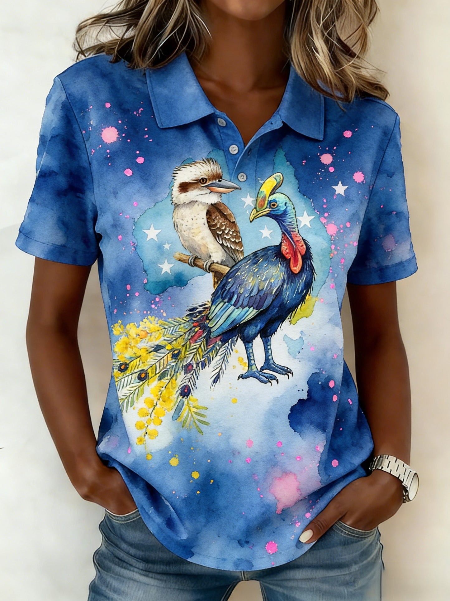 Women's Vintage Aussie Cute Harp-winged Kingfisher Casual Comfortable Short Sleeve T-Shirt