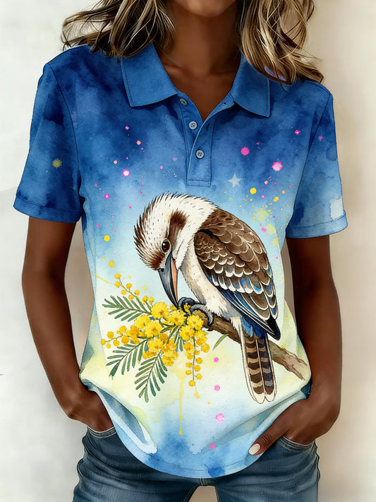 Women's Retro Australian Laughing Kookaburra Casual Comfortable Short Sleeve T-Shirt