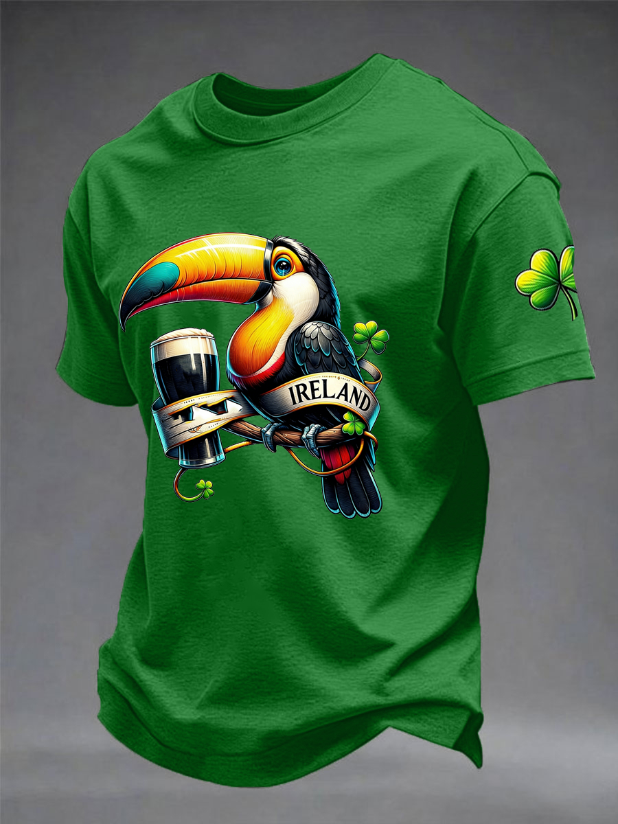 Men's St. Patrick'S Day Printed imitation cotton short-sleeved T-shirt