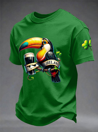 Men's St. Patrick'S Day Printed imitation cotton short-sleeved T-shirt