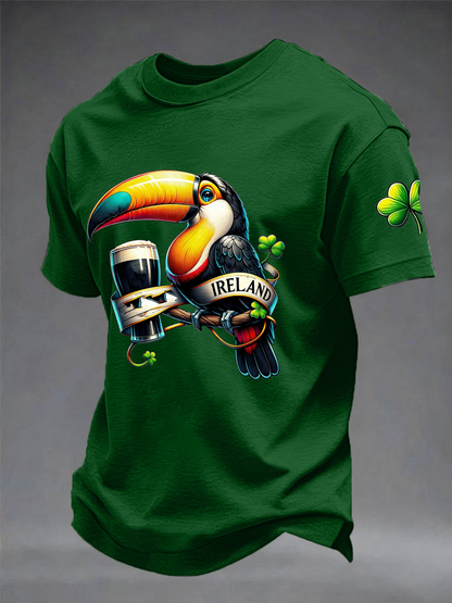 Men's St. Patrick'S Day Printed imitation cotton short-sleeved T-shirt