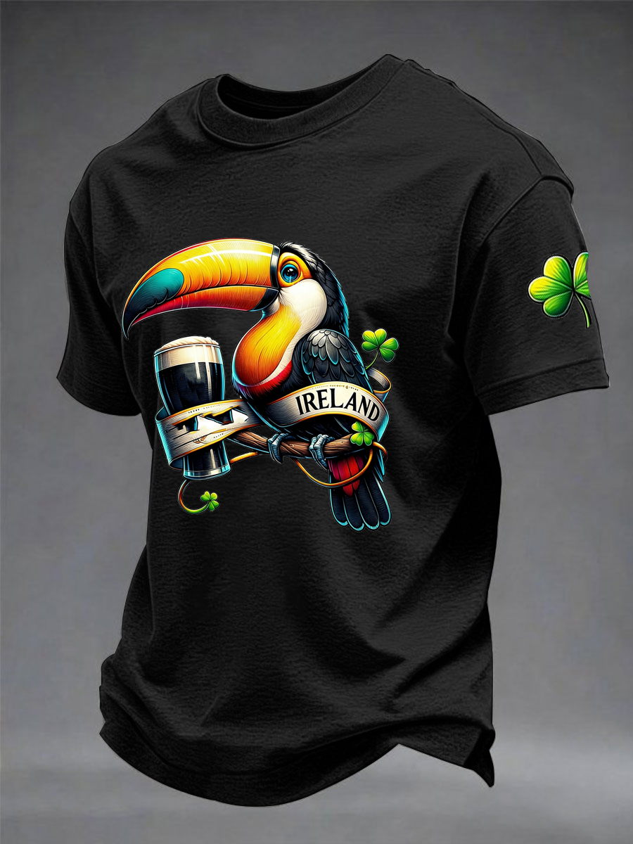 Men's St. Patrick'S Day Printed imitation cotton short-sleeved T-shirt