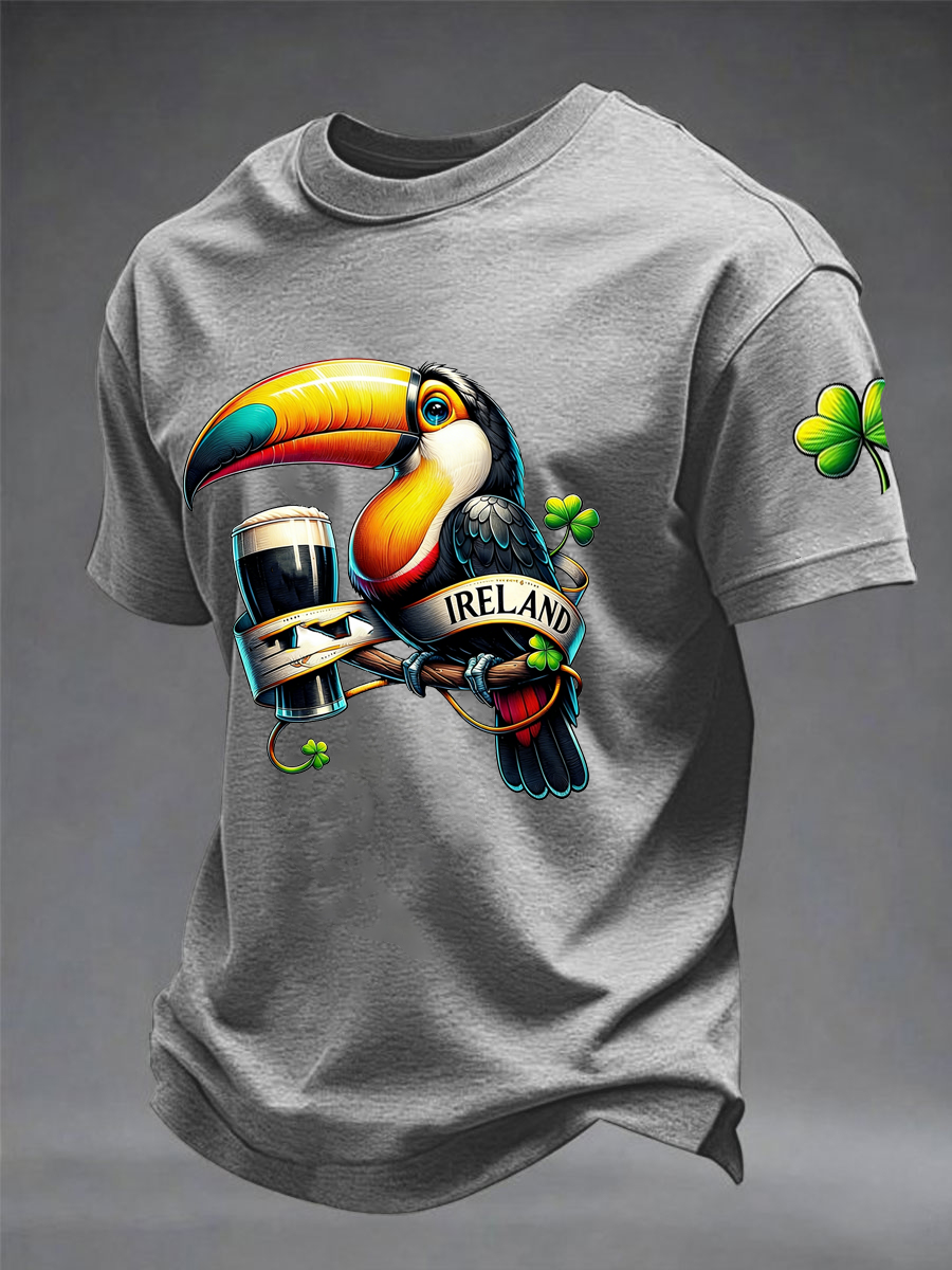 Men's St. Patrick'S Day Printed imitation cotton short-sleeved T-shirt