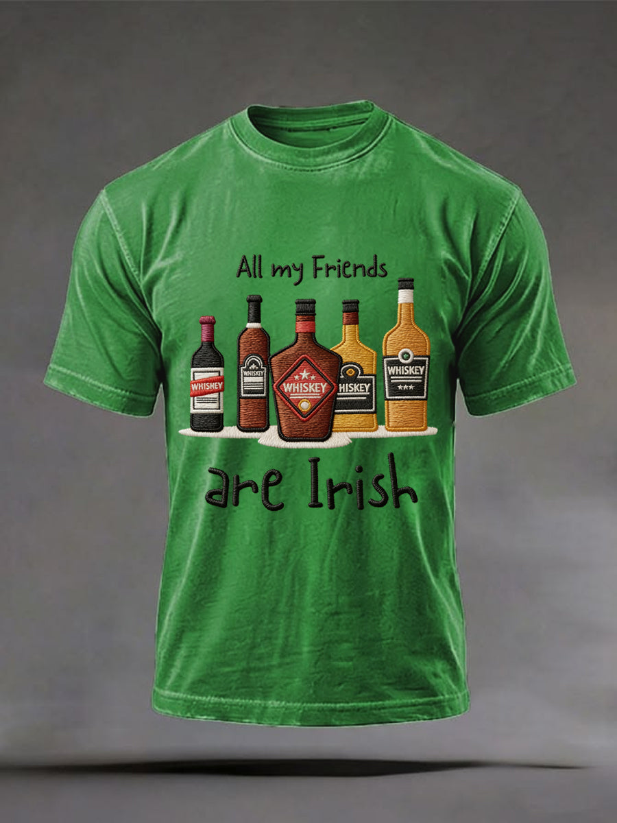 Men's Funny St. Patrick's Day All My Friends Are Irish Print Casual Tee