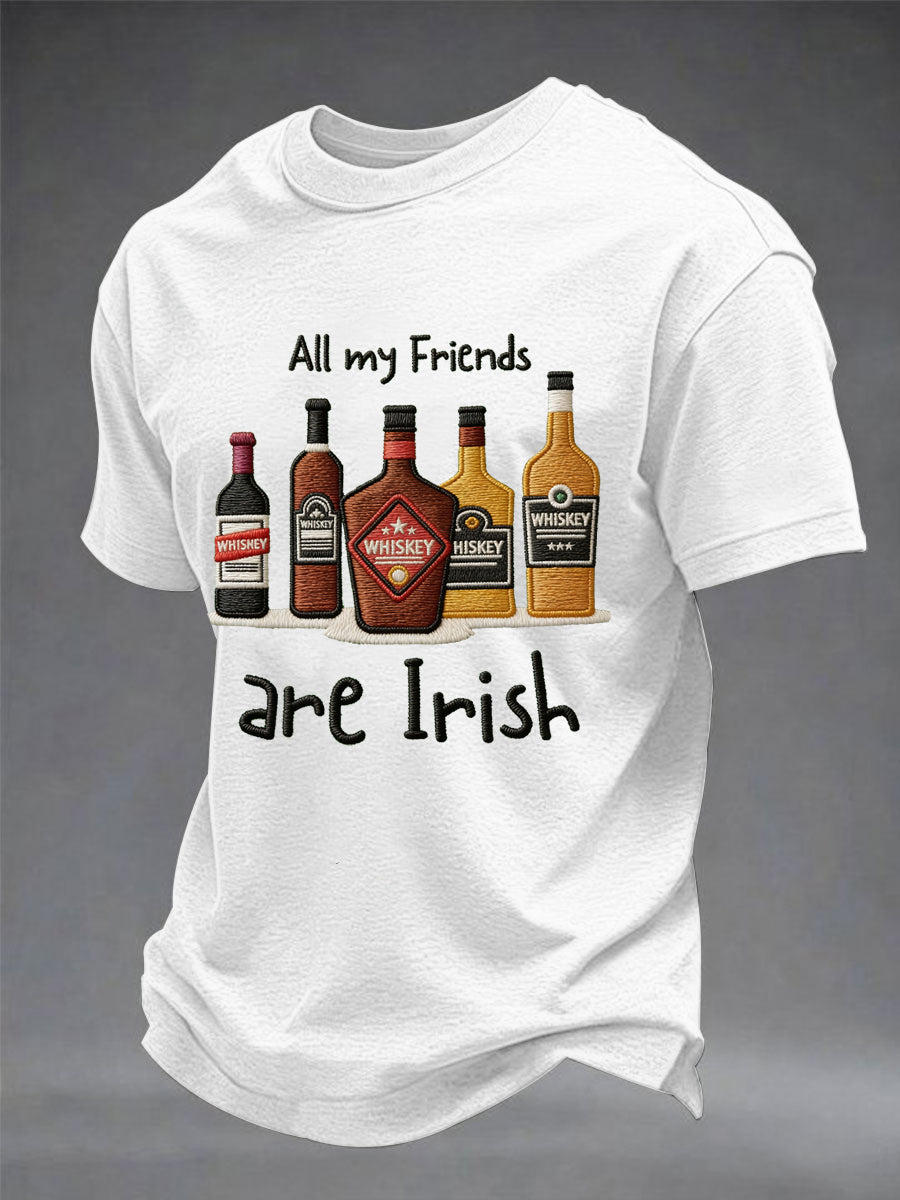 Men's Funny St. Patrick's Day All My Friends Are Irish Print Casual Tee
