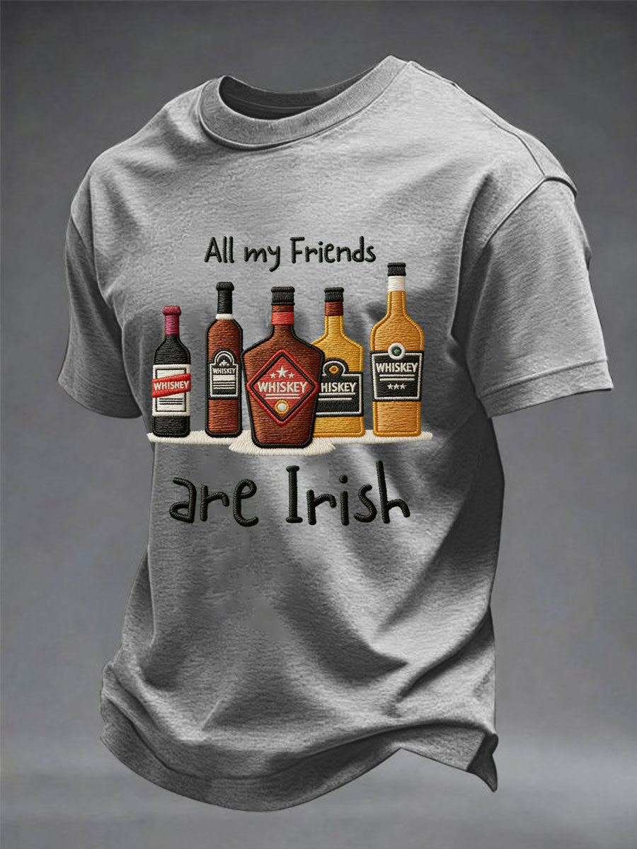Men's Funny St. Patrick's Day All My Friends Are Irish Print Casual Tee