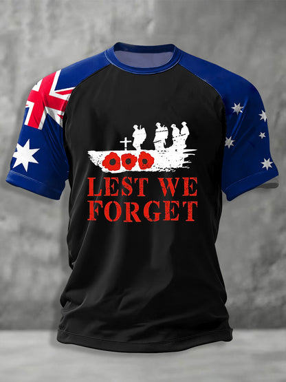 Men's Australia Anzac Day Lest We Forget Short Sleeve T-shirt