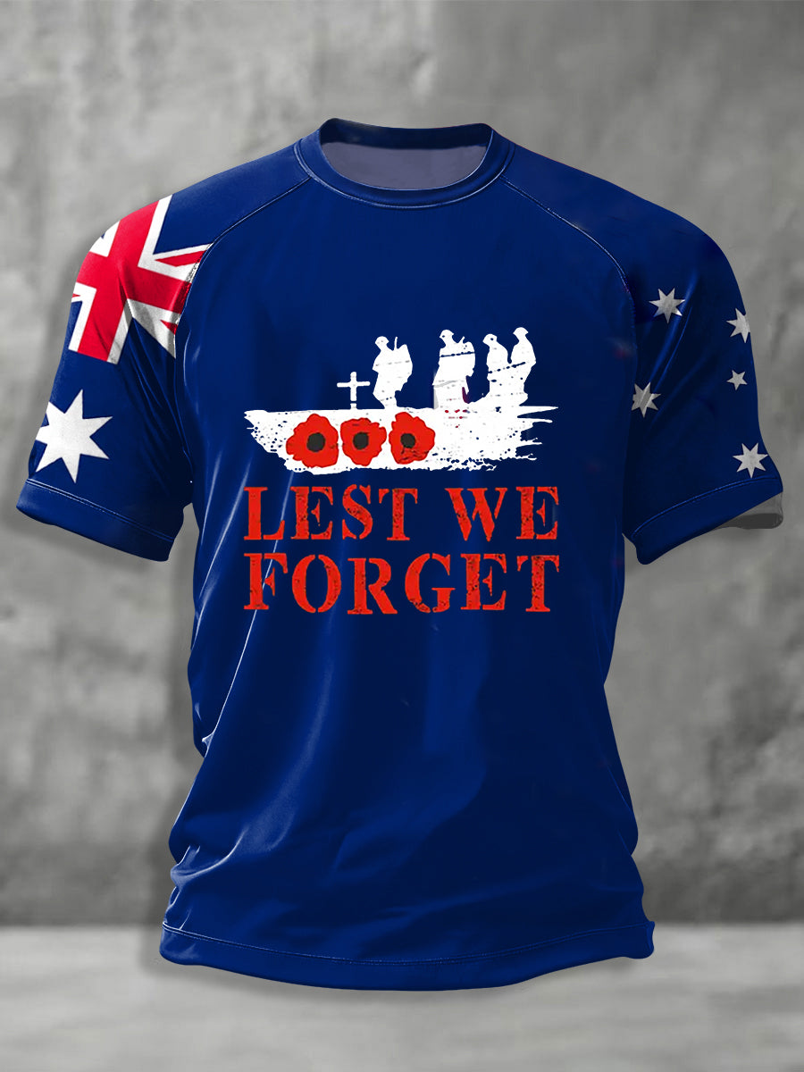 Men's Australia Anzac Day Lest We Forget Short Sleeve T-shirt