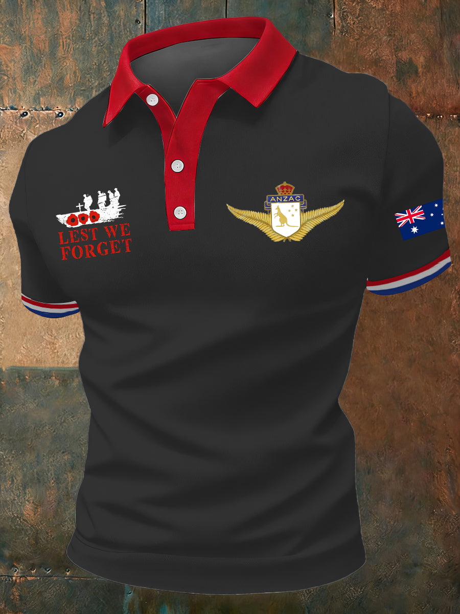 Men's Australia Anzac Day Lest We Forget Short Sleeve Top