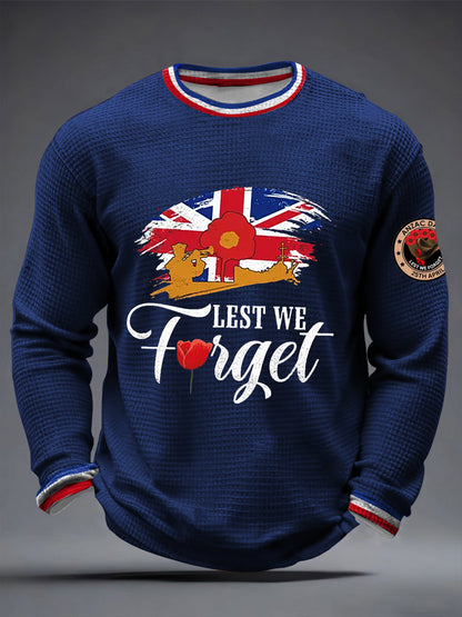 Men's Australia Anzac Day Lest We Forget Waffle Long Sleeve T-Shirt