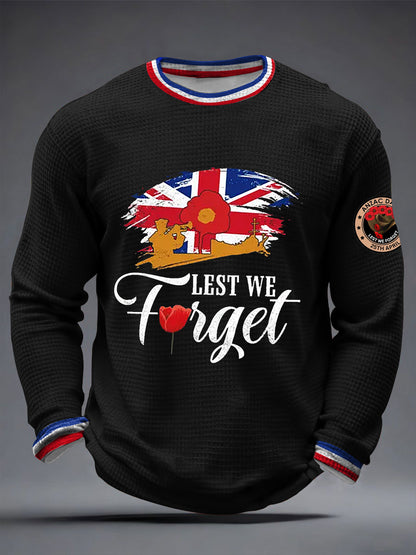 Men's Australia Anzac Day Lest We Forget Waffle Long Sleeve T-Shirt