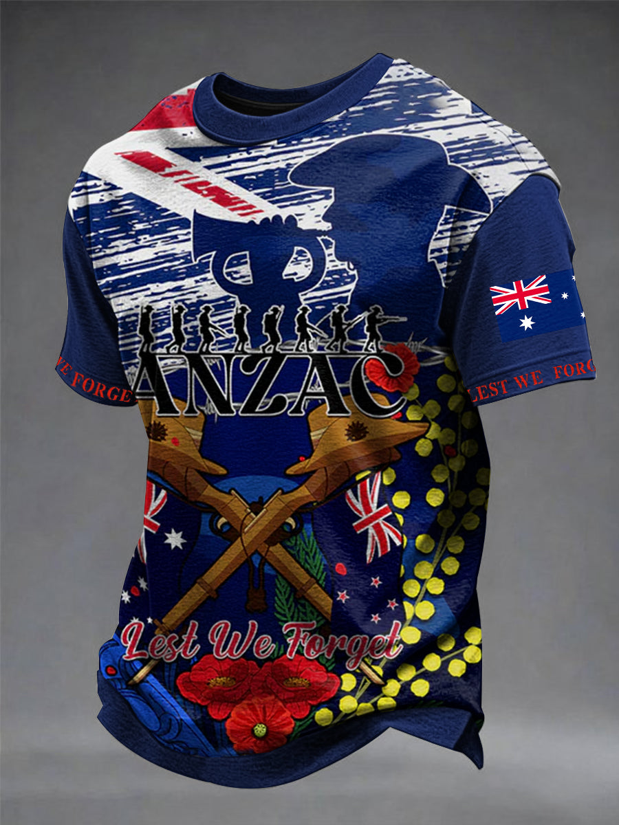 Men's Australia Anzac Day Lest We Forget Short Sleeve T-shirt