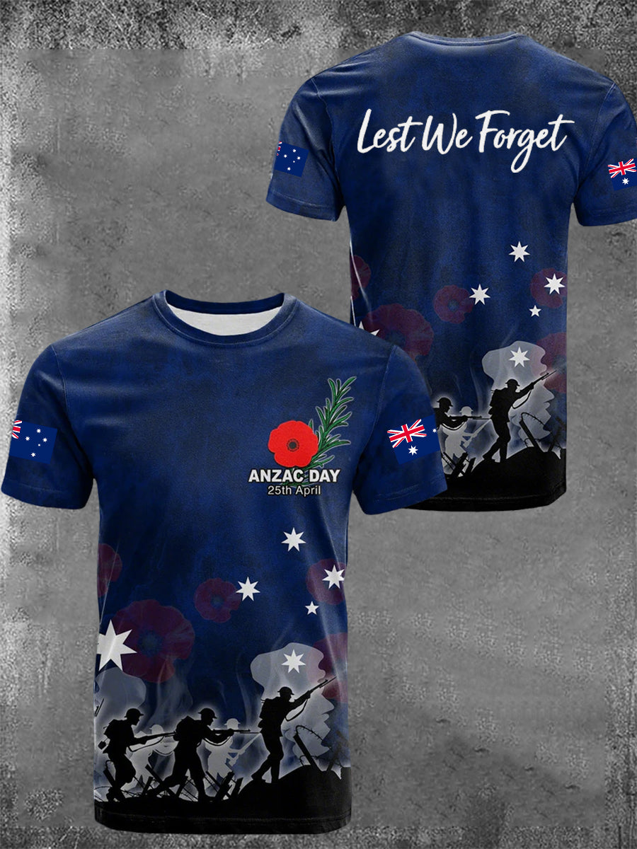 Men's Australia Anzac Day Lest We Forget Short Sleeve T-shirt