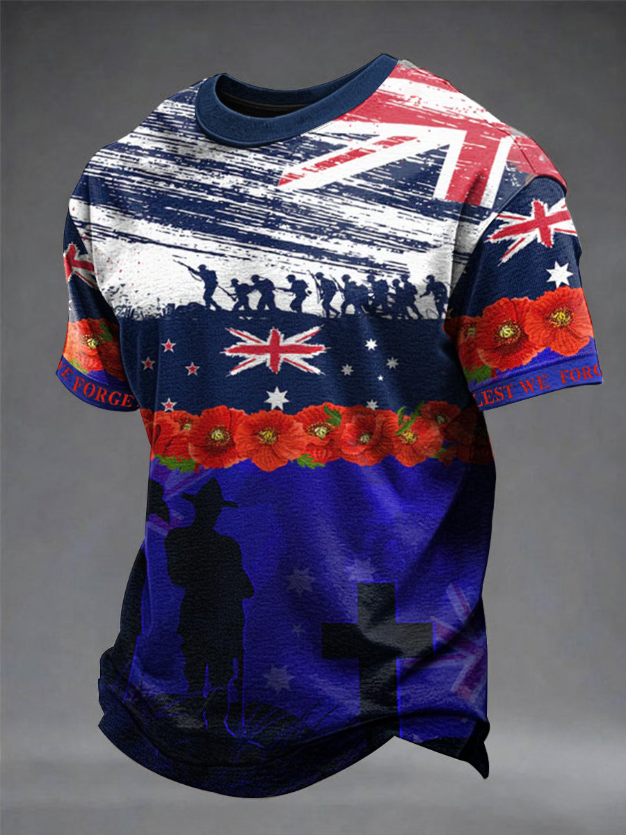 Men's Australia Anzac Day Lest We Forget Short Sleeve T-shirt