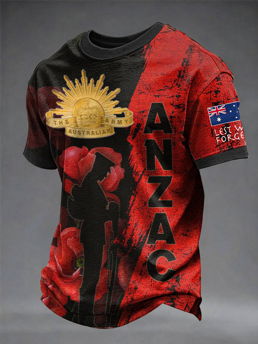 Men's Australia Anzac Day Lest We Forget Short Sleeve T-shirt
