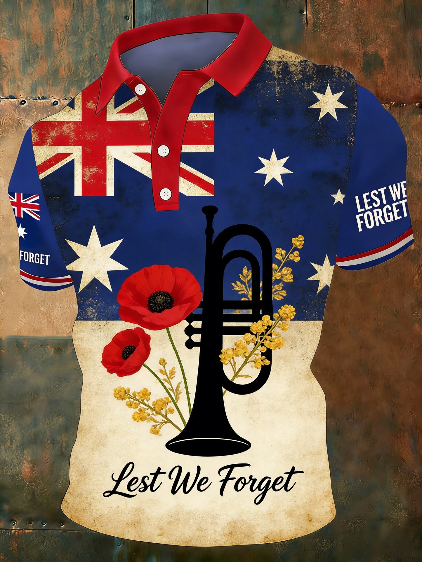 Men's  Australia Anzac Day Lest We Forget  Short Sleeve Top
