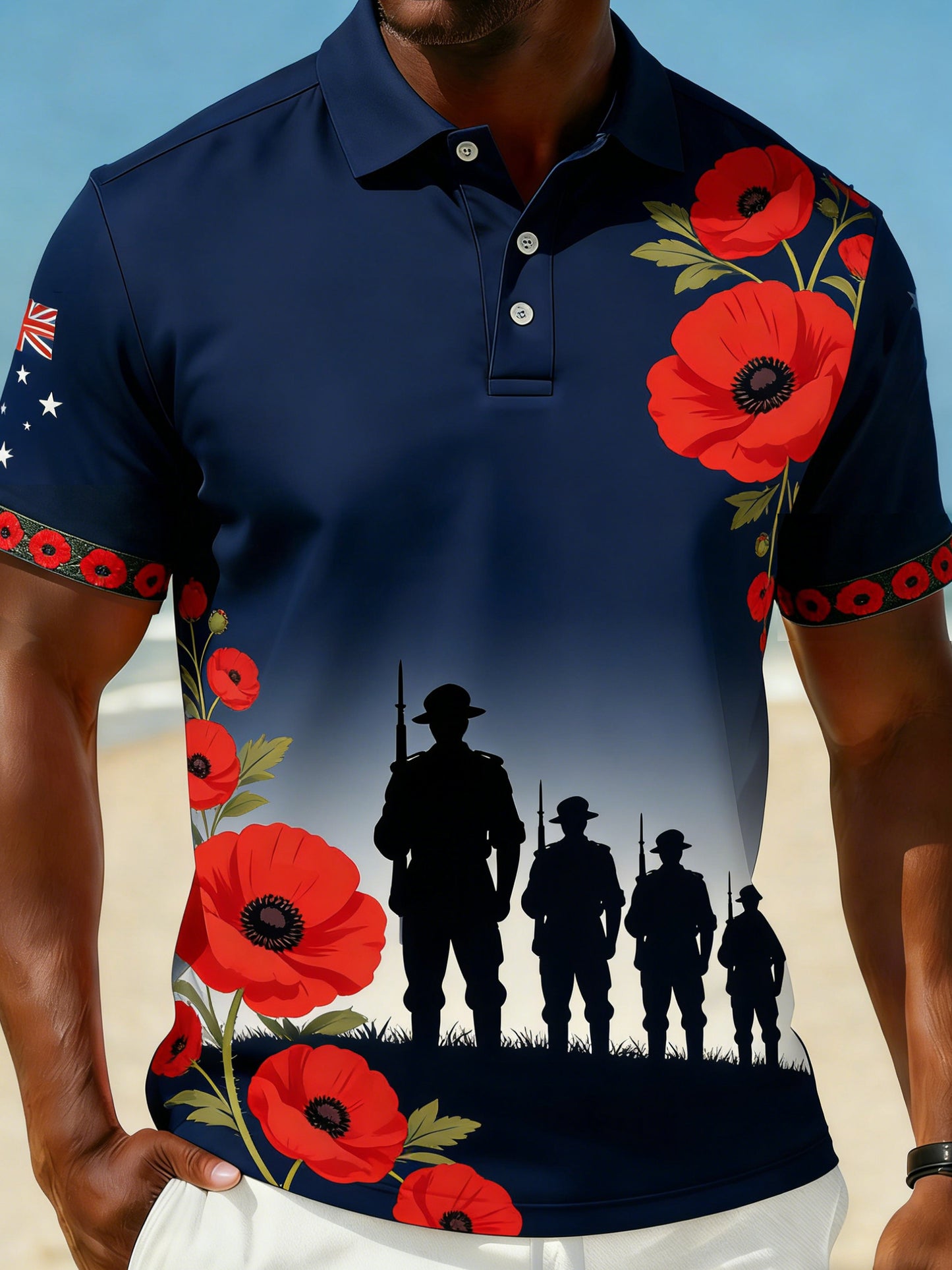 Retro ANZAC Day Commemorative Print Casual Sweatshirt