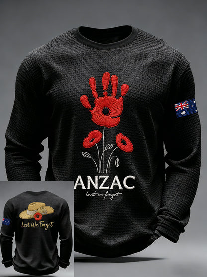 Men's Australia Anzac Day Lest We Forget Waffle Long Sleeve T-Shirt