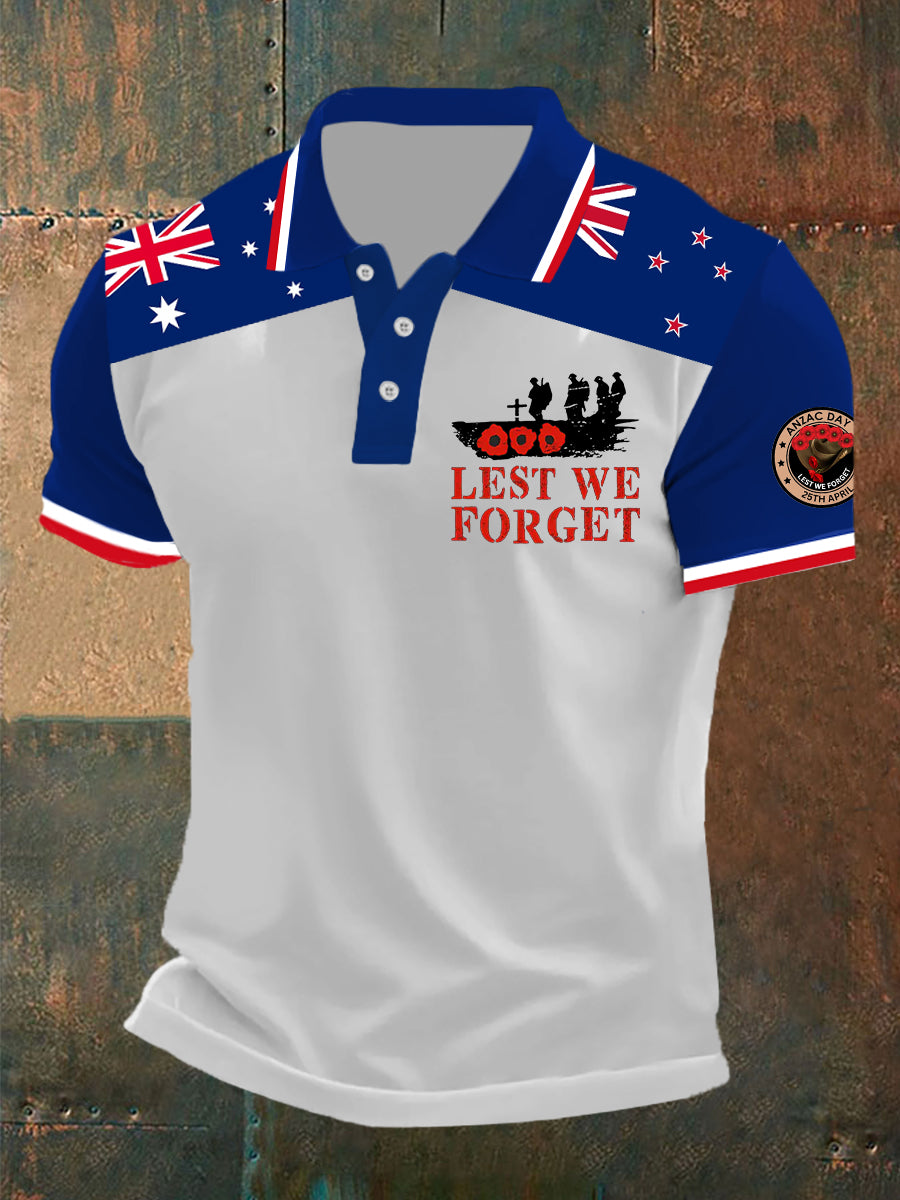 Men's Australia Anzac Day Lest We Forget Short Sleeve Top