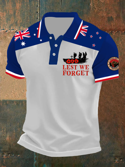 Men's Australia Anzac Day Lest We Forget Short Sleeve Top