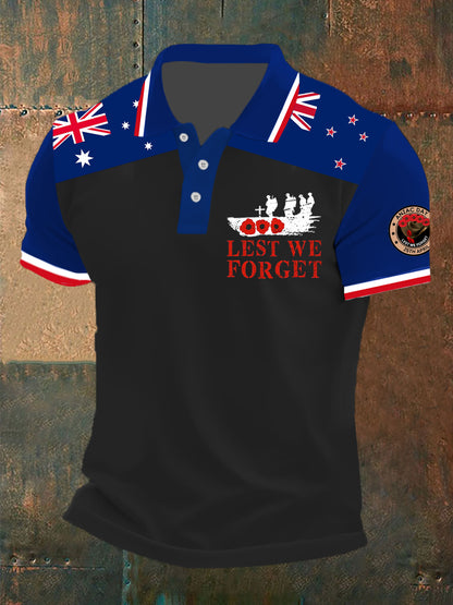 Men's Australia Anzac Day Lest We Forget Short Sleeve Top