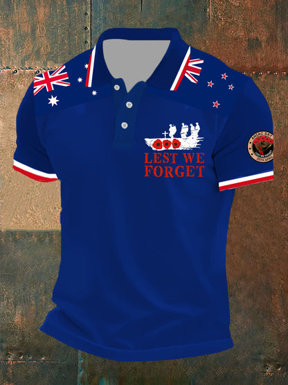 Men's Australia Anzac Day Lest We Forget Short Sleeve Top