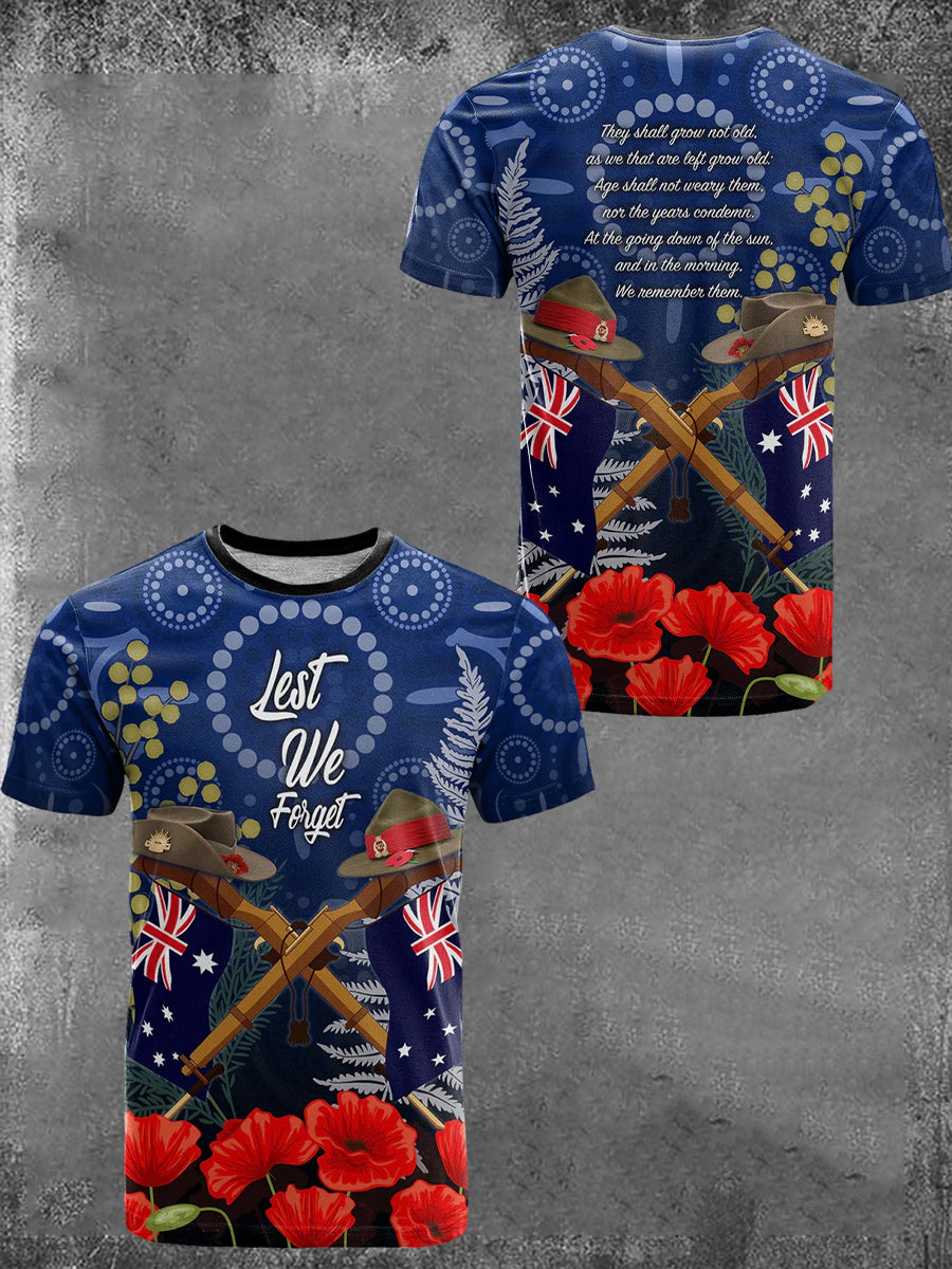 Men's Australia Anzac Day Lest We Forget Short Sleeve T-shirt