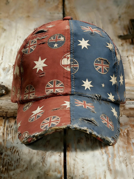Retro Australian Flag Emblem Washed Cap