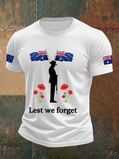 Men's ANZAC Day imitation cotton short-sleeved T-shirt