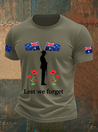 Men's ANZAC Day imitation cotton short-sleeved T-shirt