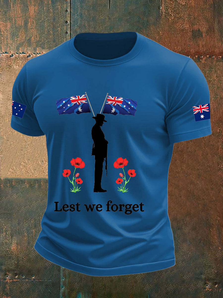 Men's ANZAC Day imitation cotton short-sleeved T-shirt