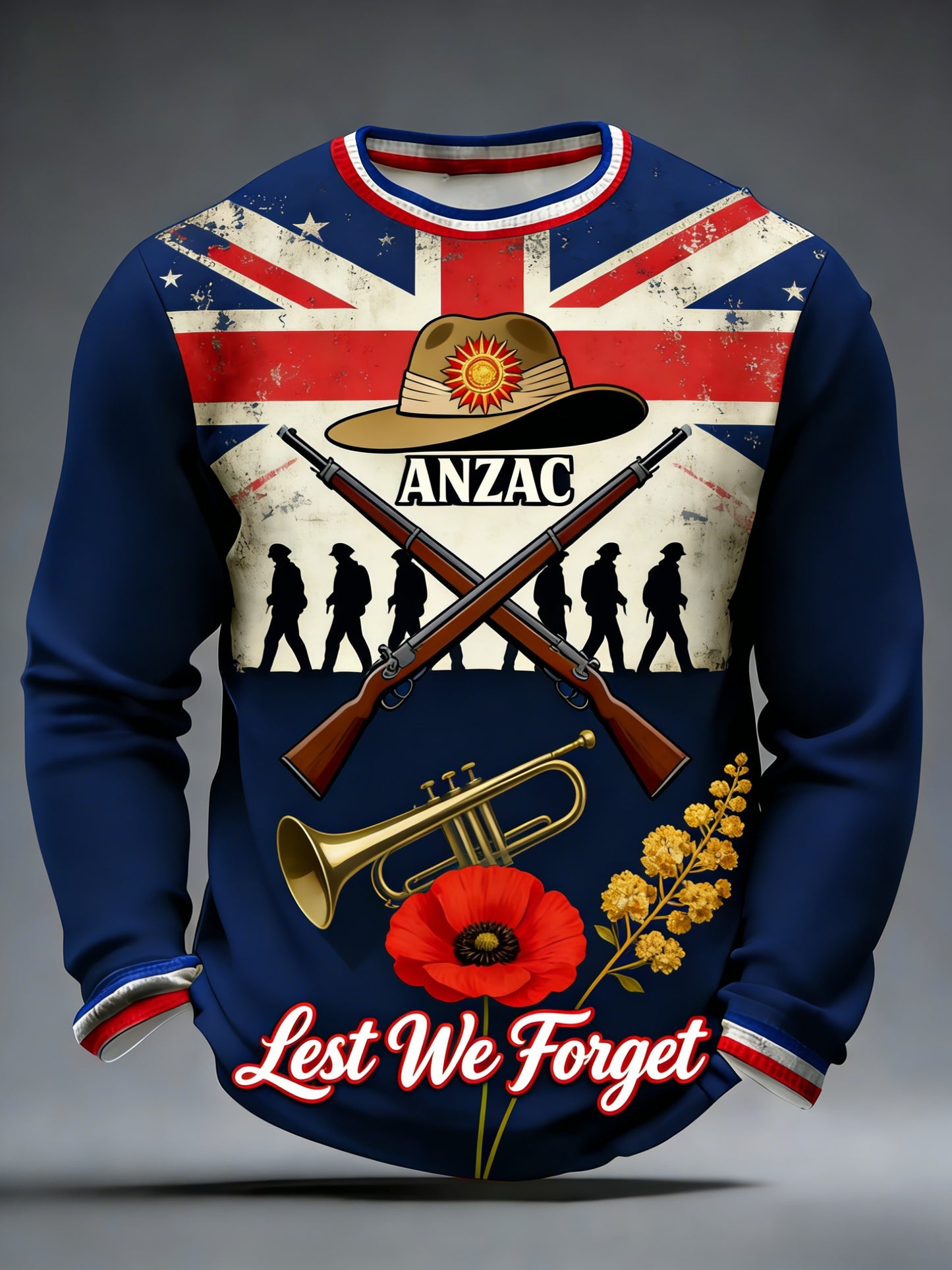 Men's  Australia Anzac Day Lest We Forget Long-Sleeve Top