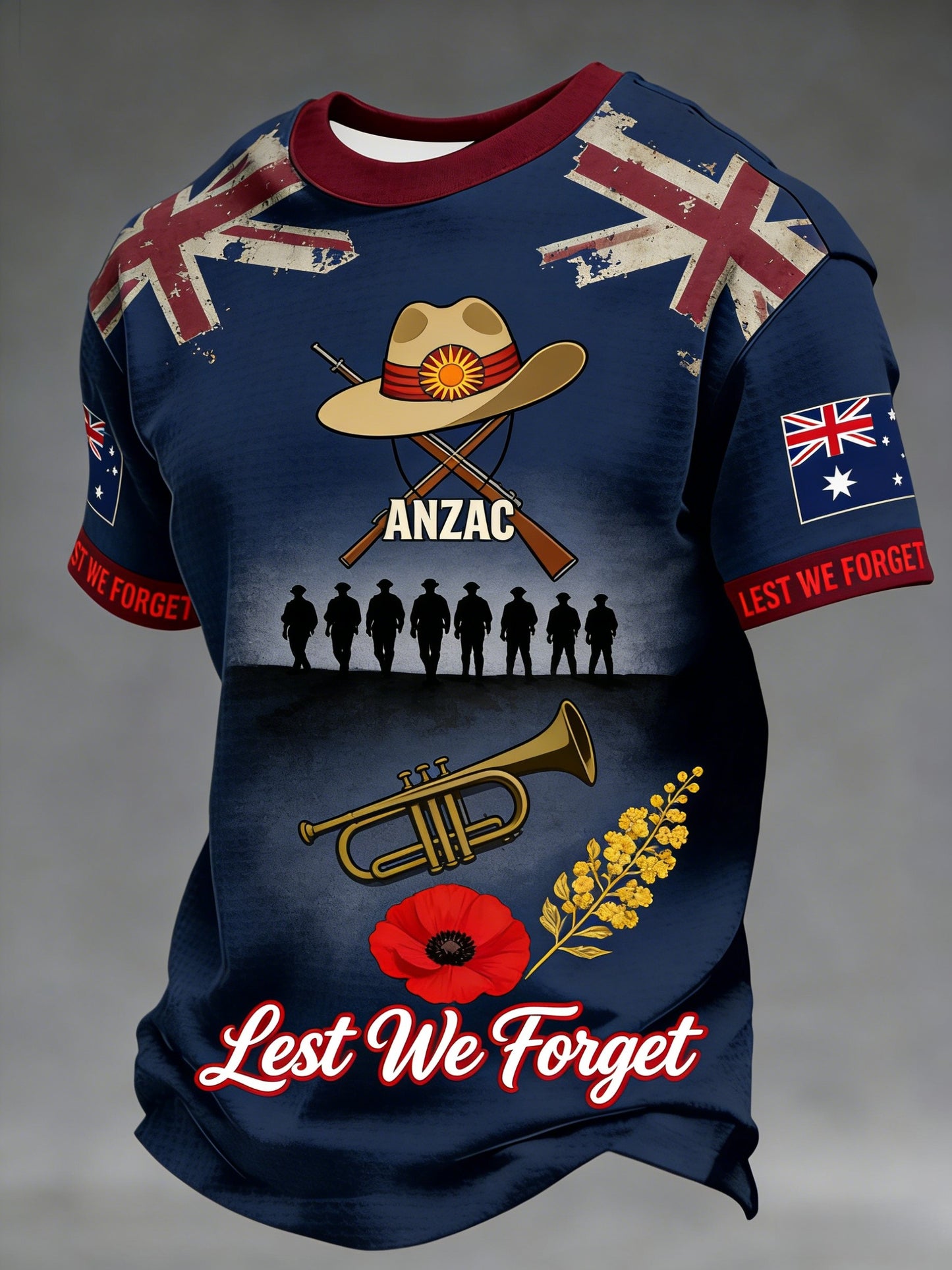 Men's  Australia Anzac Day Lest We Forget Short Sleeve Top