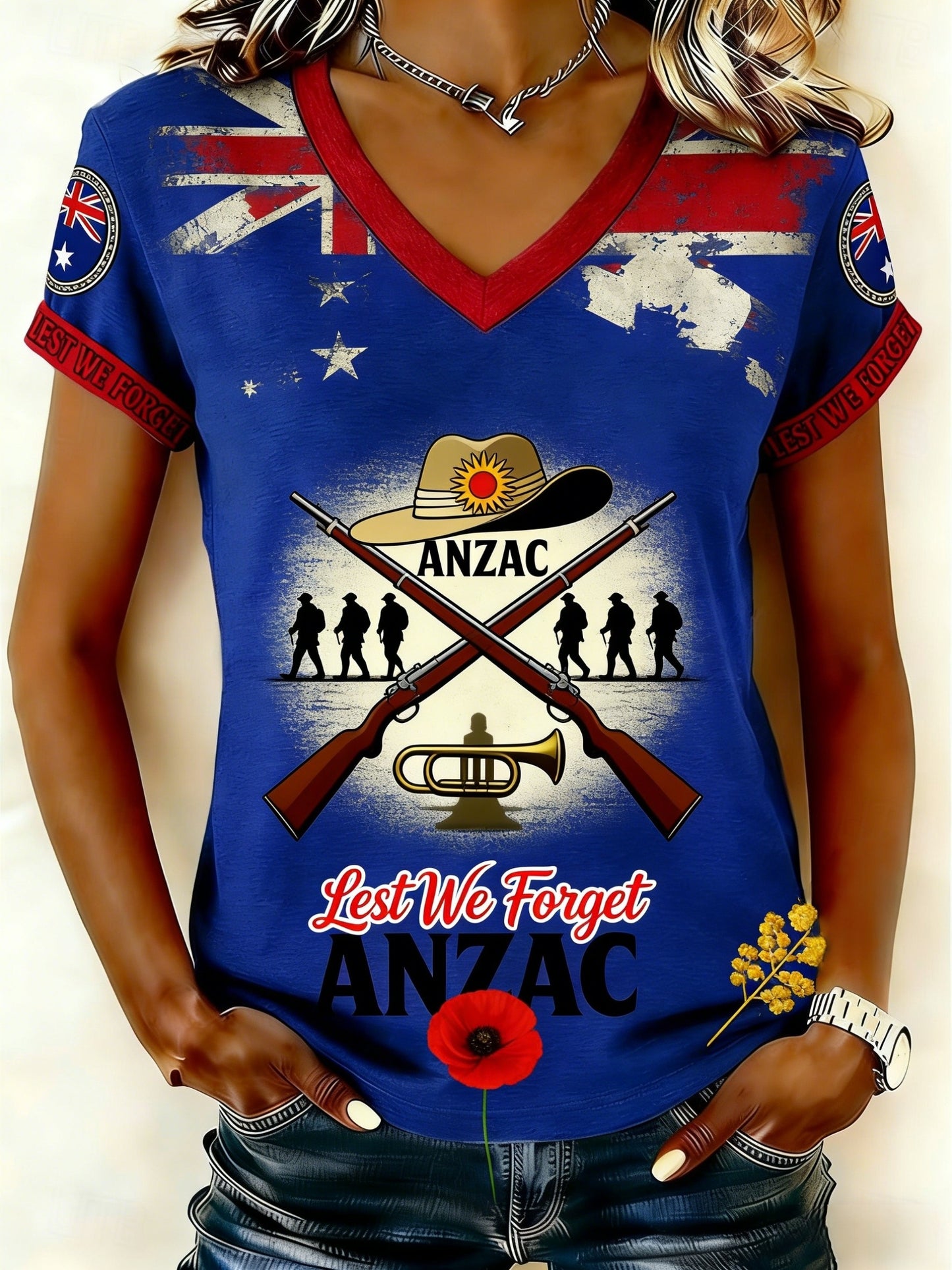 Women's Australia Anzac Day Lest We Forget Short-Sleeve T-Shirt