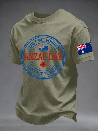 Men's ANZAC Day imitation cotton short-sleeved T-shirt
