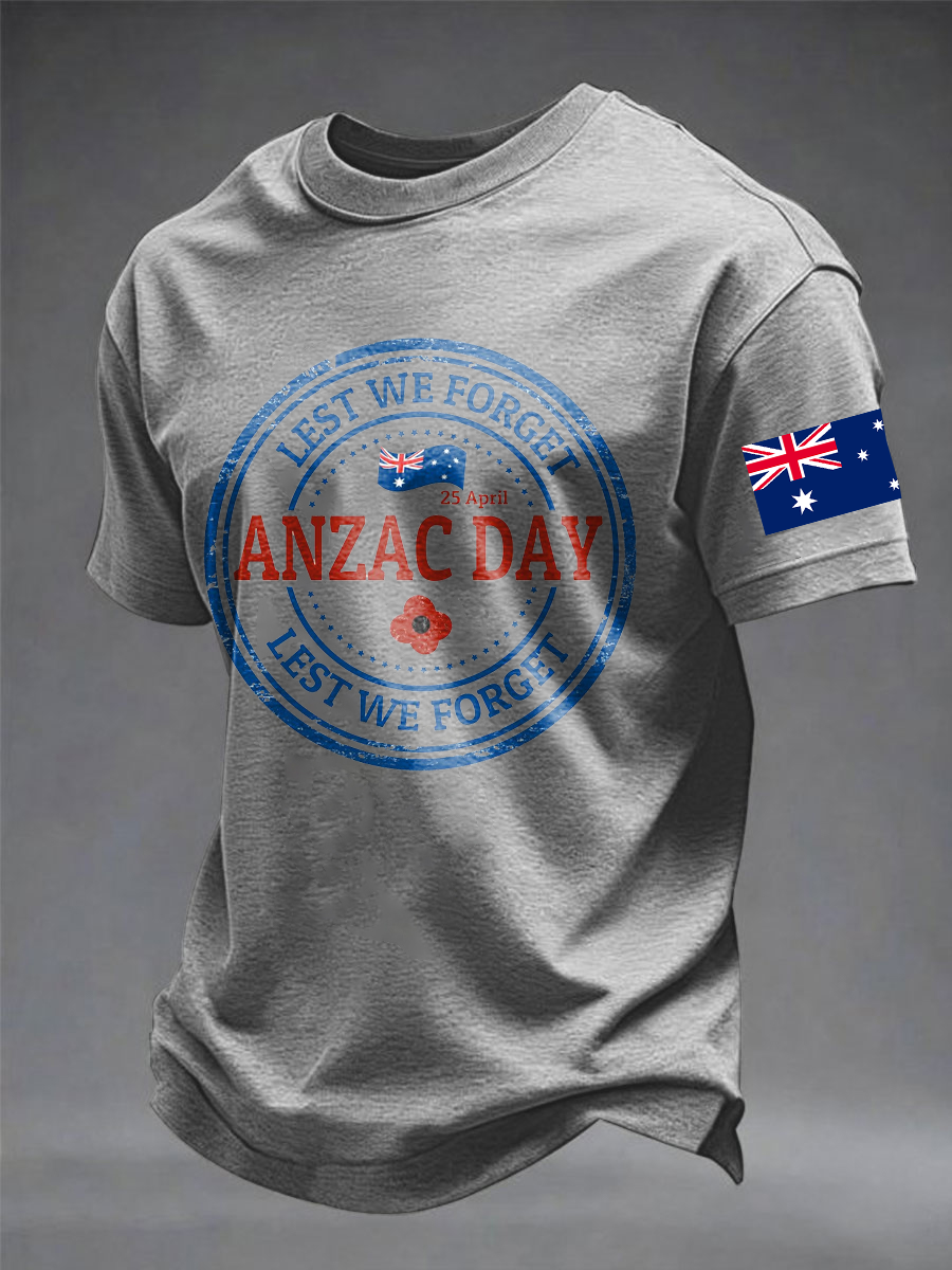 Men's ANZAC Day imitation cotton short-sleeved T-shirt