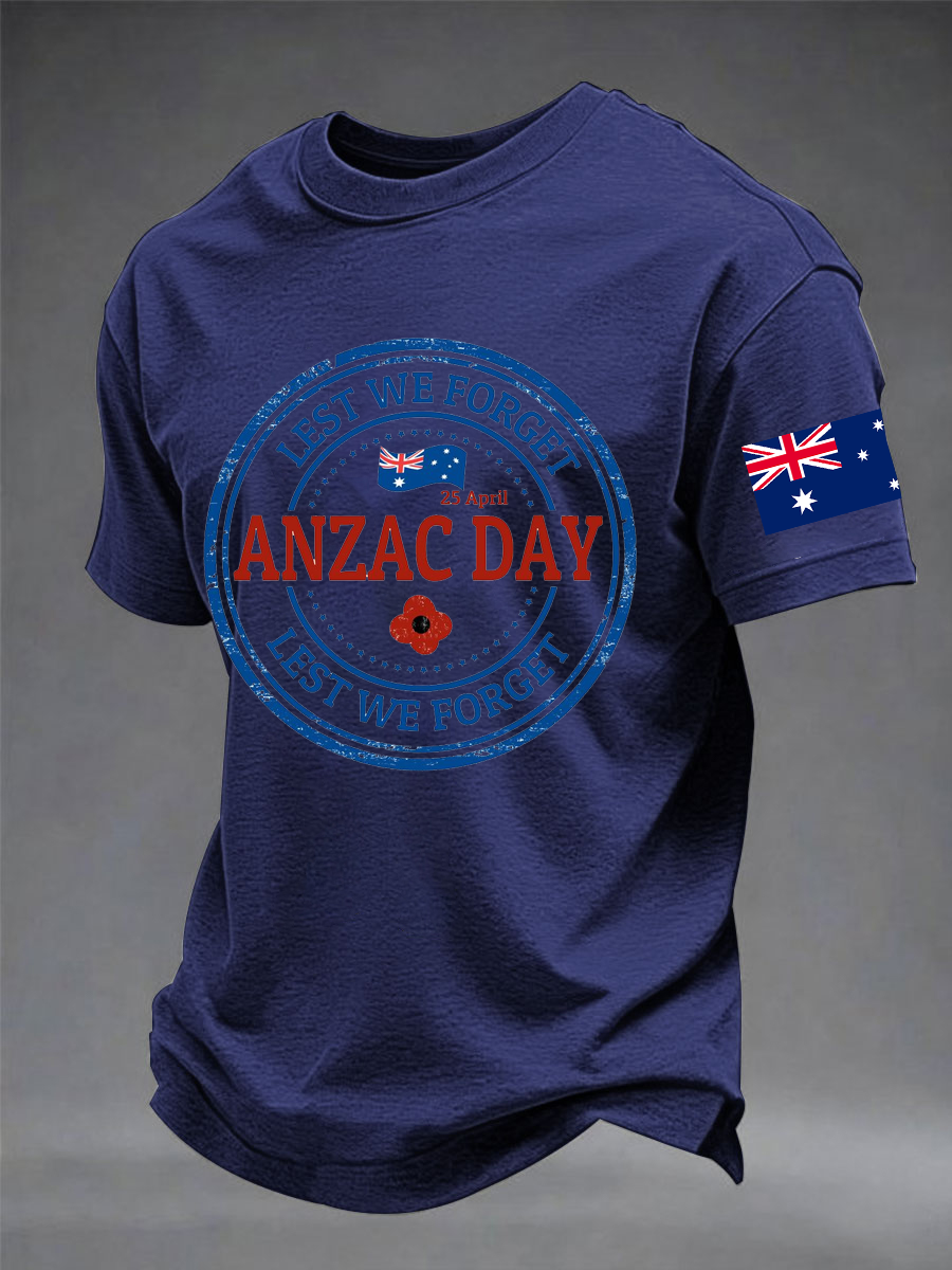 Men's ANZAC Day imitation cotton short-sleeved T-shirt